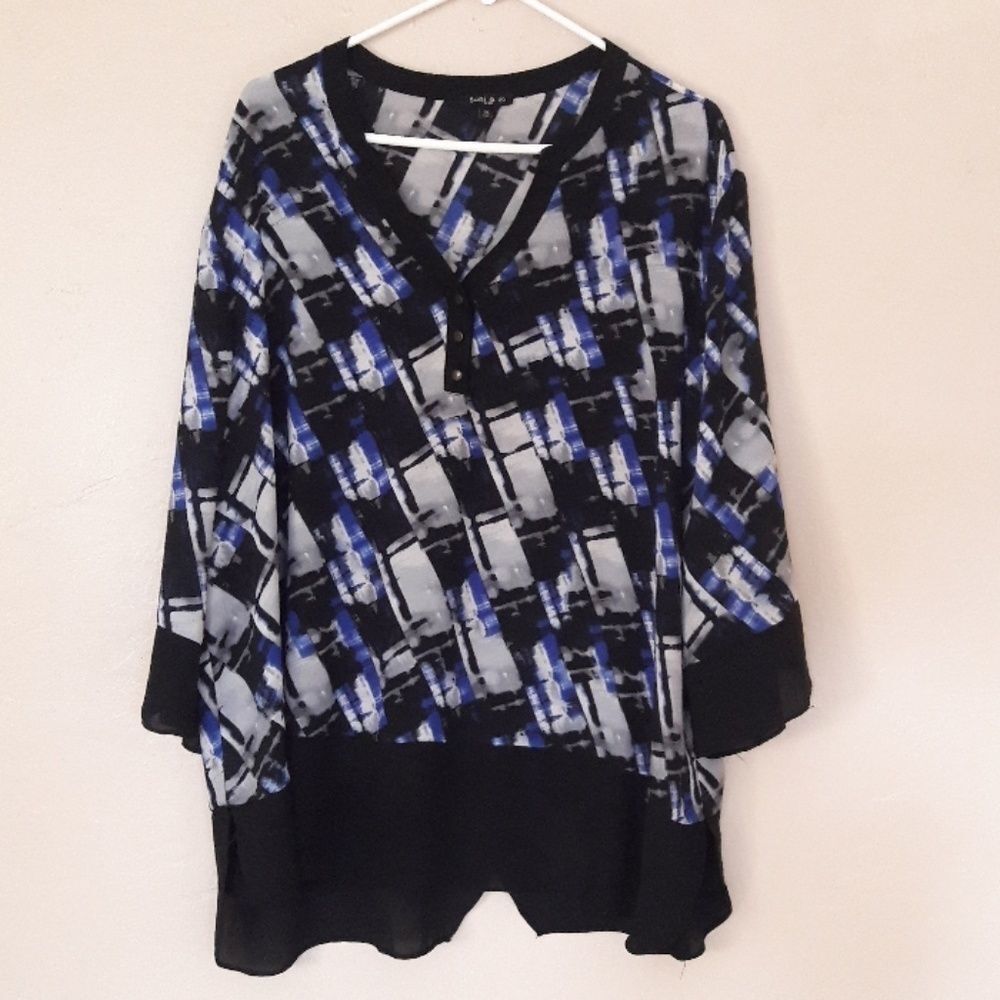 - ❣️SAMI & JO 3X plus black blue and gray blouse